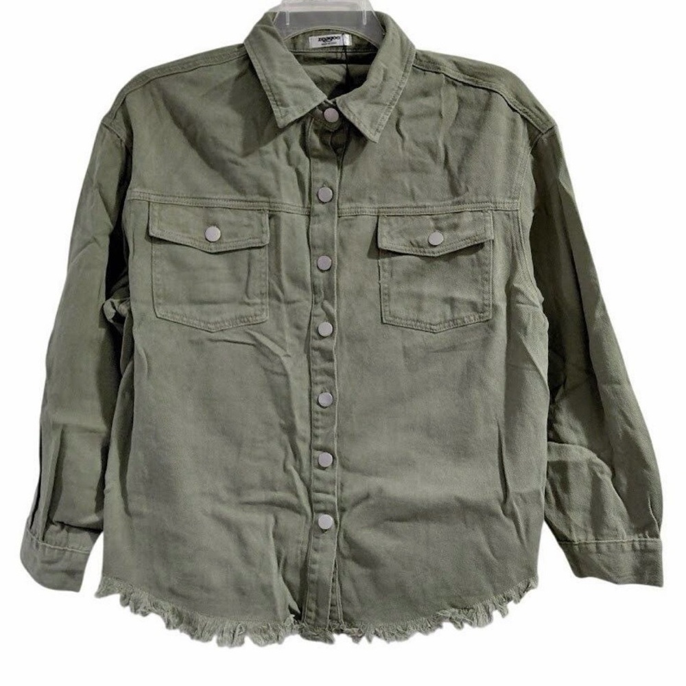 NWT Zeagoo Army Green Jean Jacket - Picture 3 of 3